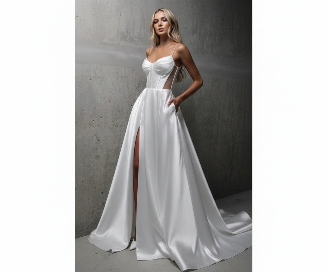 White Satin Dress