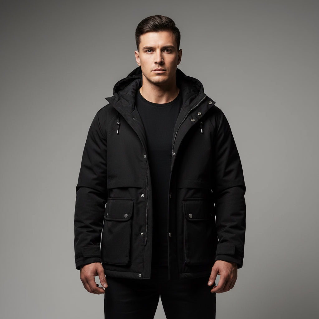 All-match Short White Duck Down Hooded Jacket Men