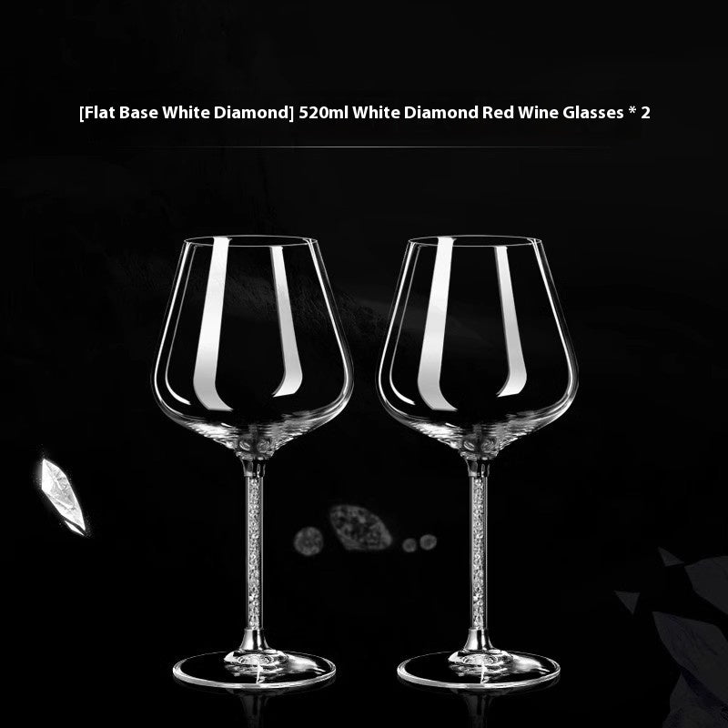 Crystal White Diamond Gold Foil Goblet Wine Glass