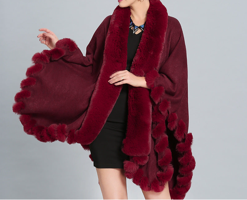 Winter Thick Shawl Imitation Fox Fur Long Collar