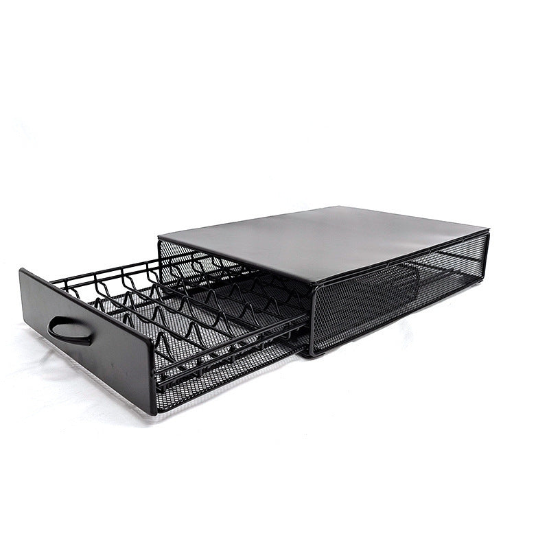 Glass Coffee Capsule Tea Room Drawer Machine Base Office Desk Surface Panel Organizing Storage Rack