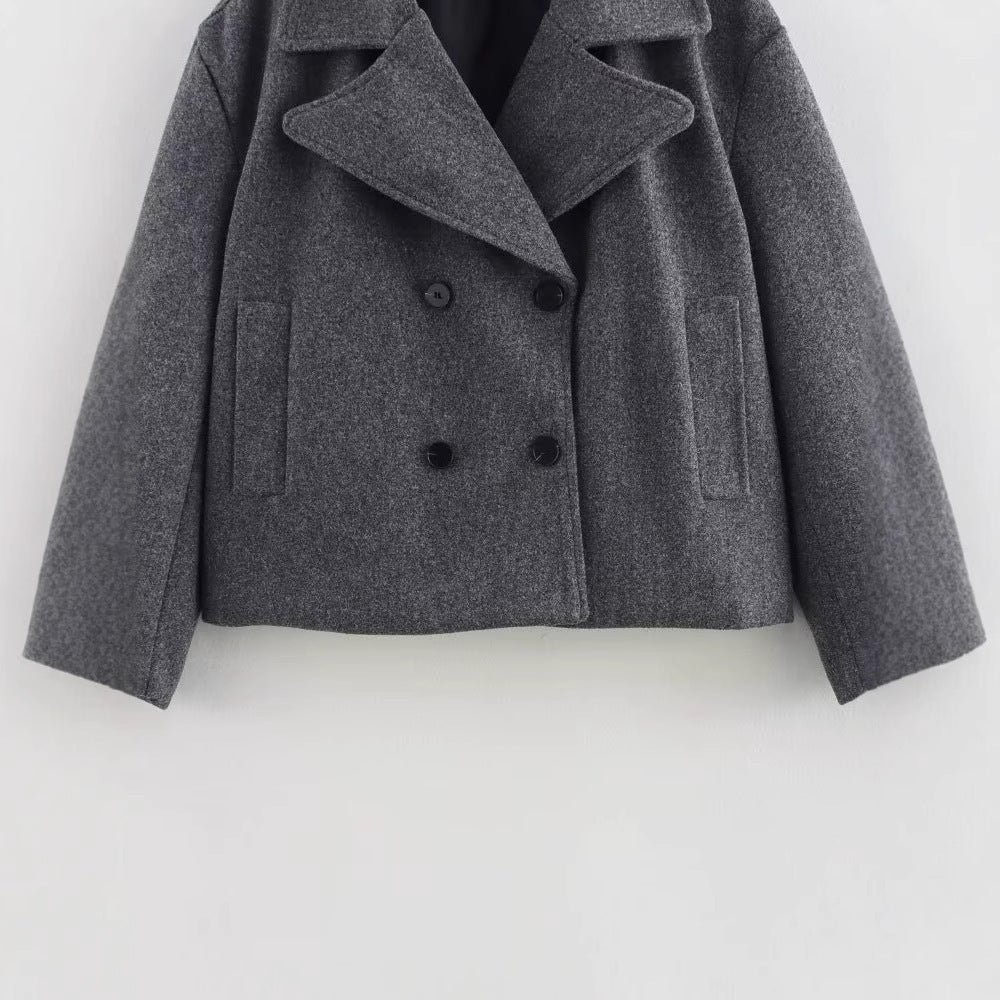Gray Suit Woolen Jacket Short Coat