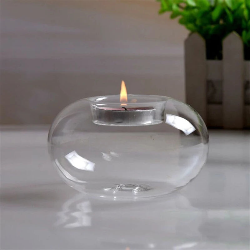 Round Hollow Glass Candle Holders