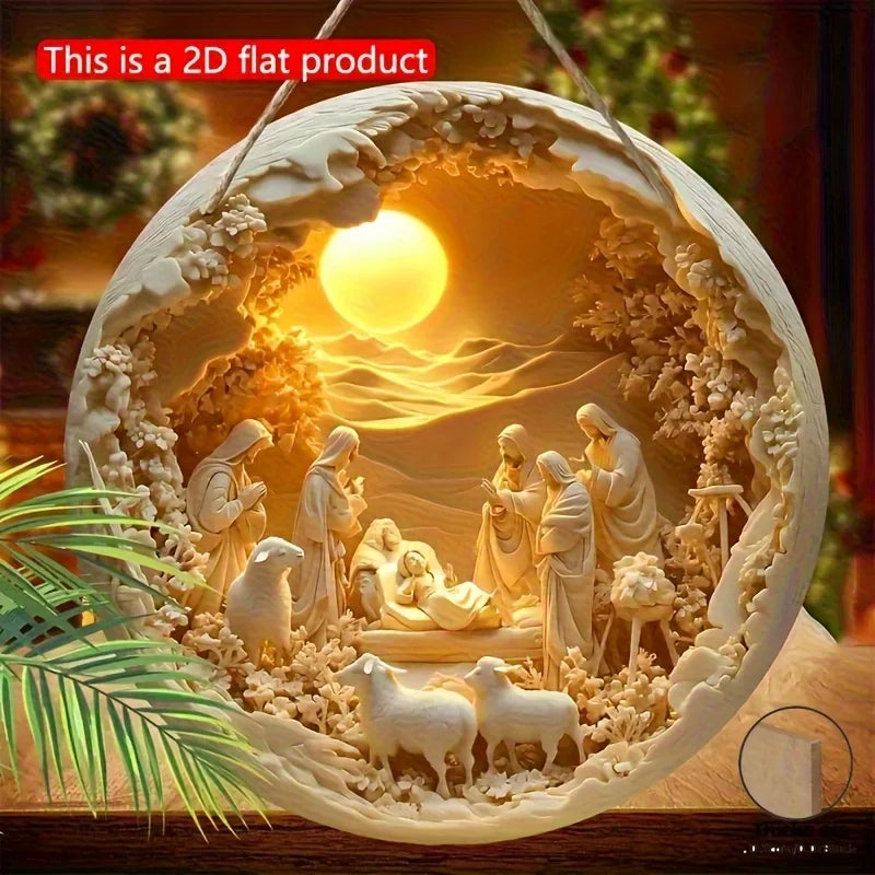 Christmas wooden wall decorations | the Virgin Mary | Joseph | the young Jesus and the shepherds | Christmas wall decorations