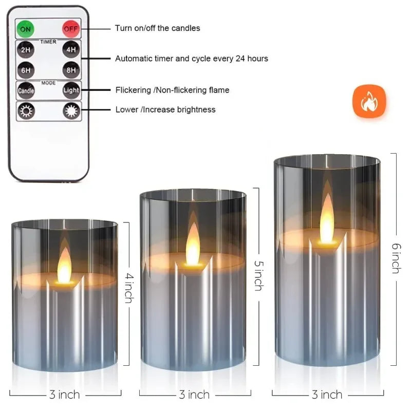 3Pcs/Pack LED Candle Light Remote Controlled