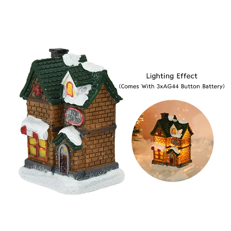 Christmas LED Light Wooden House Decorations
