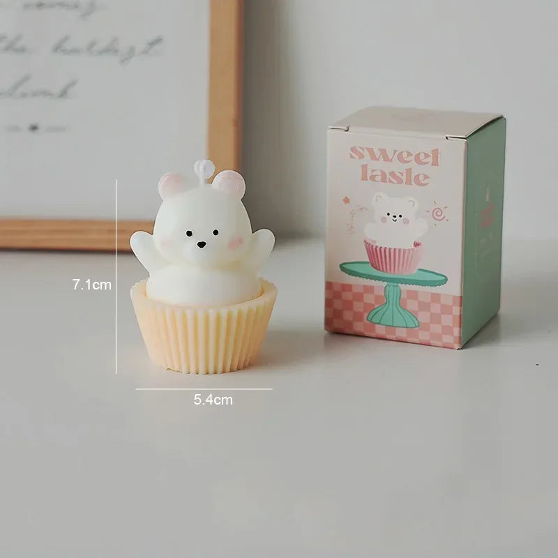 Handmade Cake Bear Candle