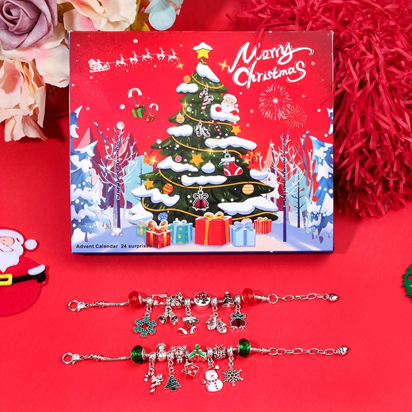Christmas 24-day countdown calendar set | DIY bracelet making kit | creative holiday gift