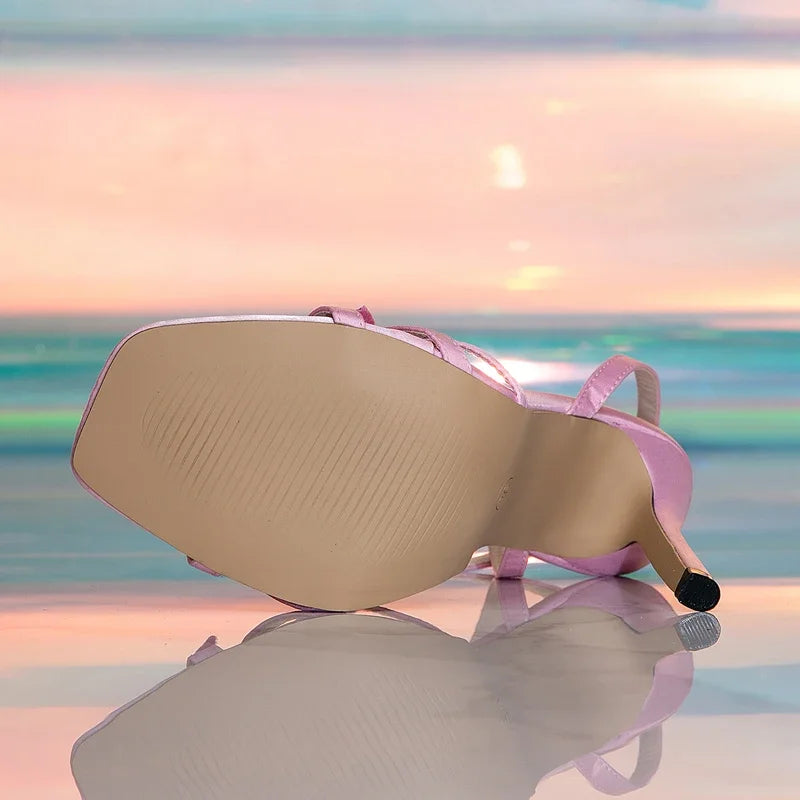 Crystal Flower Thin Heels