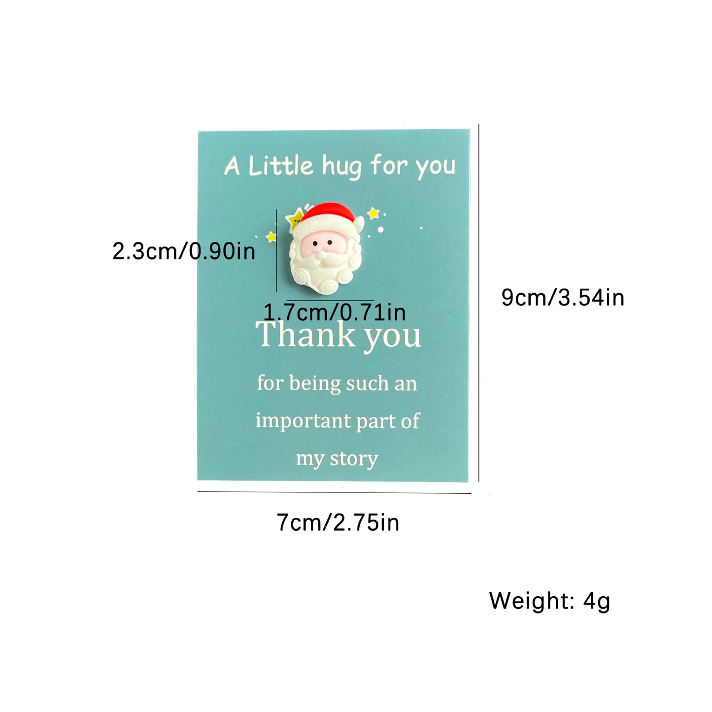Christmas Thank You Card with Cute Resin Ornament Santa Claus, Snowman, Tree Ginger Man | Marry Christmas Greeting Cards Gift