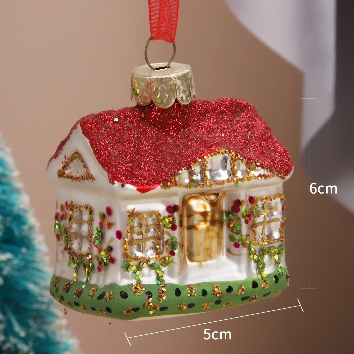 Christmas House Tree Ornaments Glass Decorations