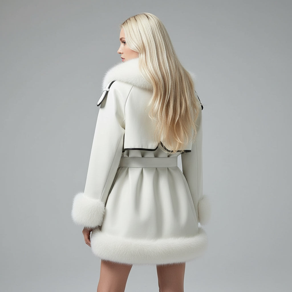 Elegant Big Fur Collar Fur Fur Coat For Women