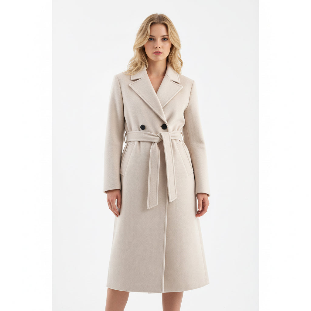 Women's Blend With Belt Long Overcoat Outerwear