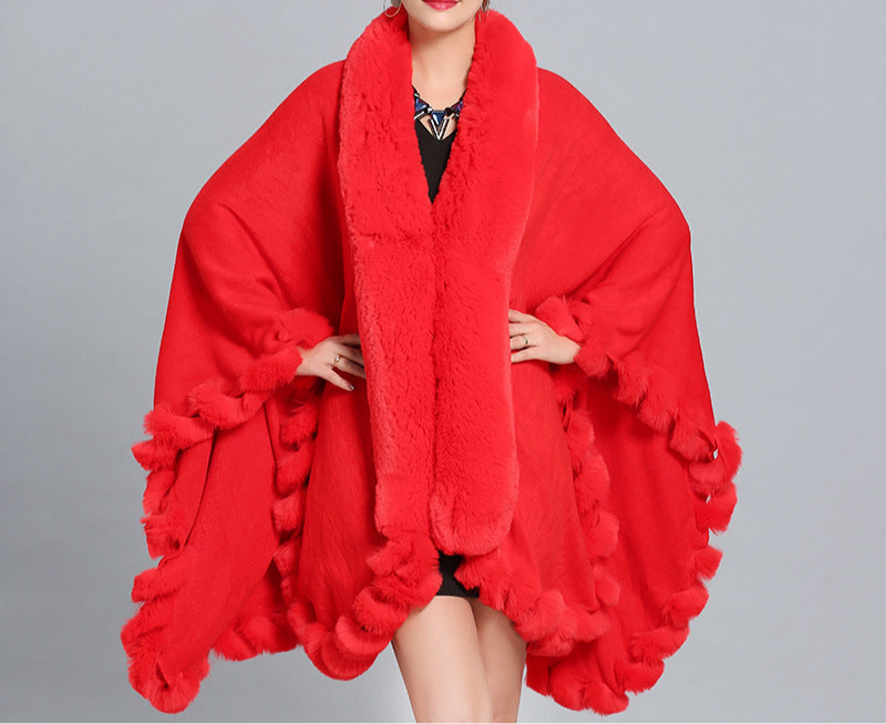 Winter Thick Shawl Imitation Fox Fur Long Collar
