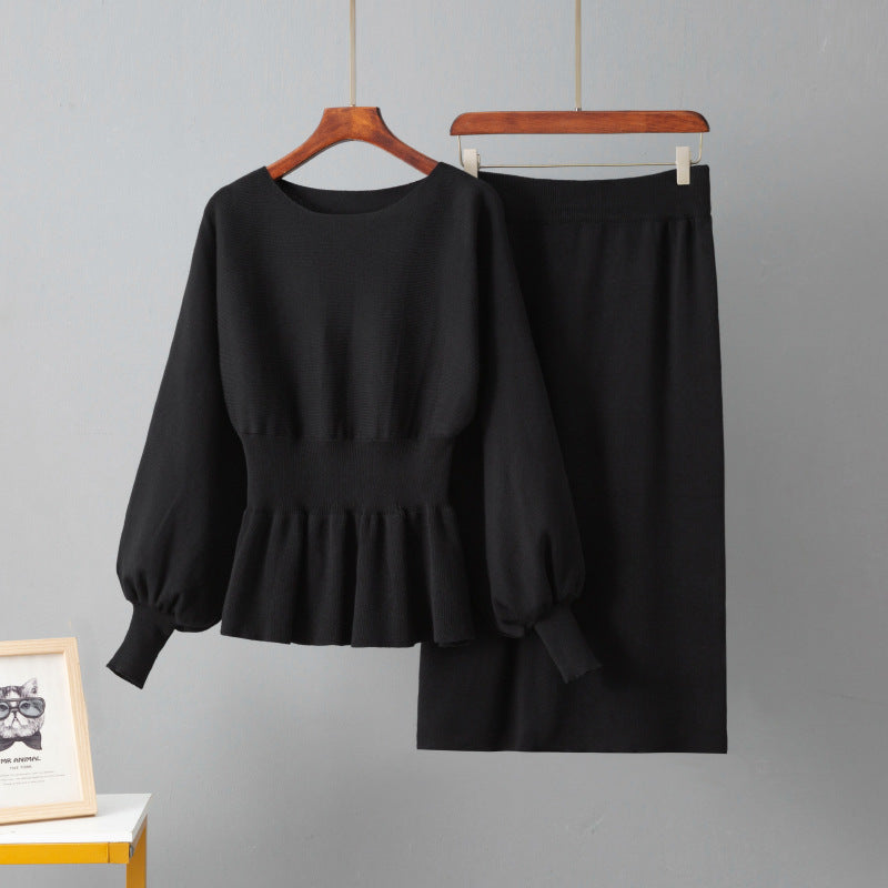 Casual Round Neck Wool Woven Suit Waist Slimming