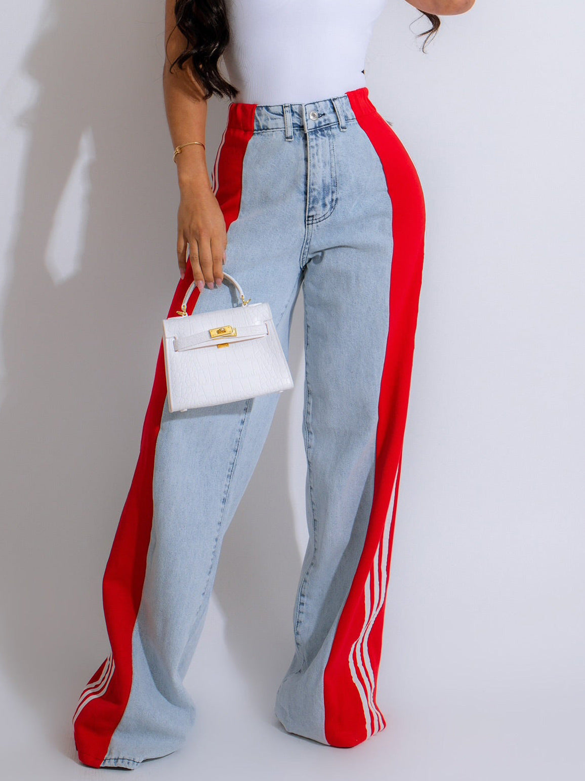 High Waist Elastic Denim