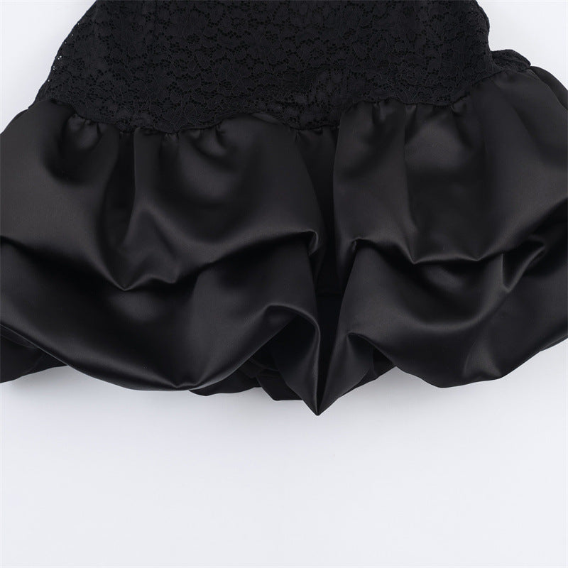 Women's Simple Stitching Lace Short Dress