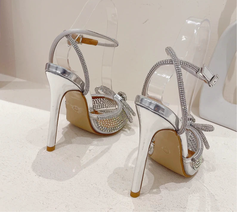 Silver CRYSTAL Thin High Heels