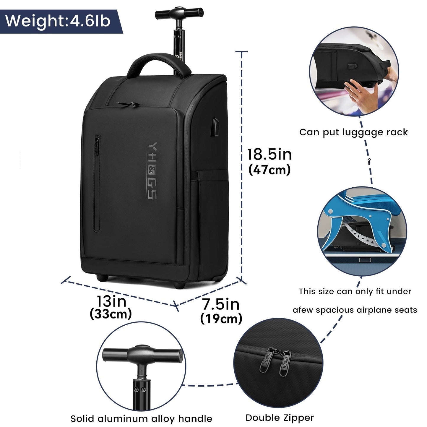 Trolley Backpack Double-shoulder Travel Ultra Light Draw-bar Luggage