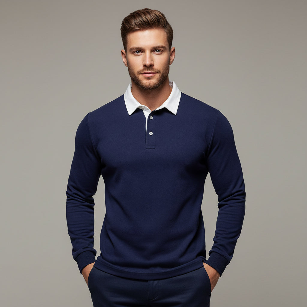 Casual Versatile Long Sleeves Polo Collar Sweater