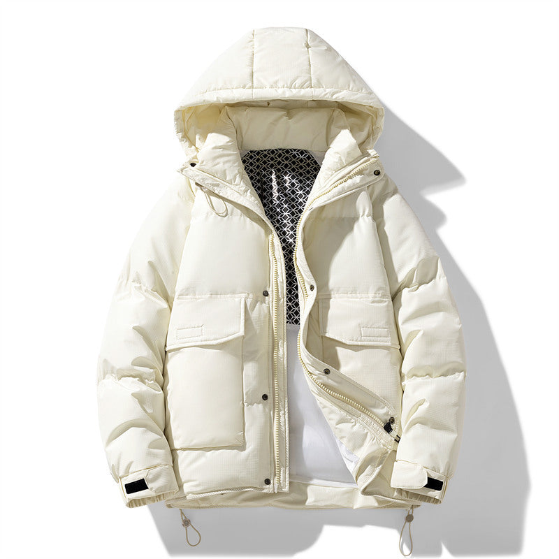 Hooded Down Jacket Men's And Women's White Duck Down Coat Wide Bread Coat