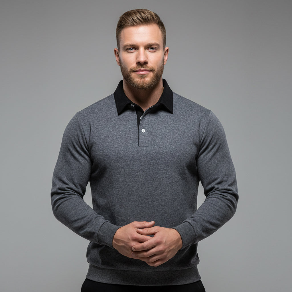Casual Versatile Long Sleeves Polo Collar Sweater
