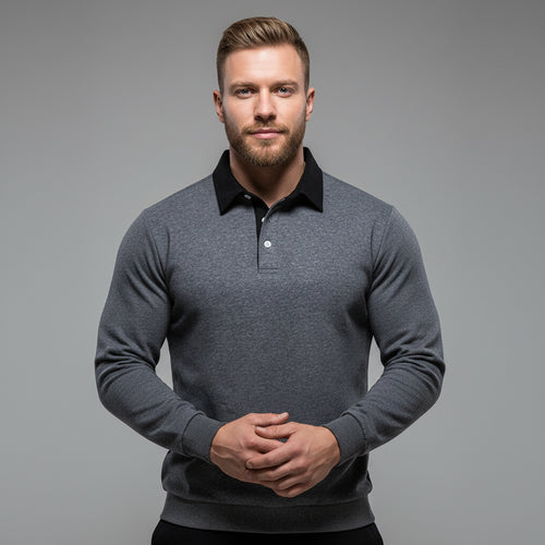 Casual Versatile Long Sleeves Polo Collar Sweater