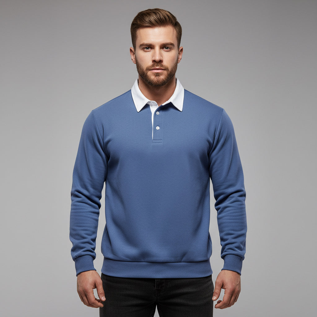 Casual Versatile Long Sleeves Polo Collar Sweater