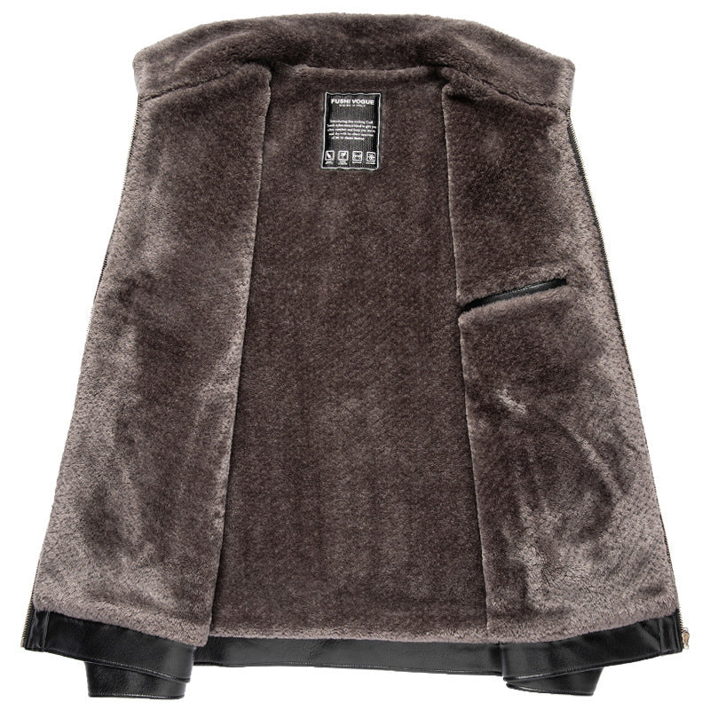 Stylish Leather Jacket With Fur
