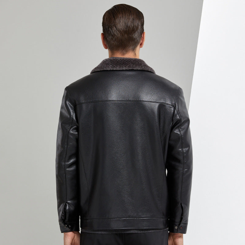 Stylish Leather Jacket With Fur