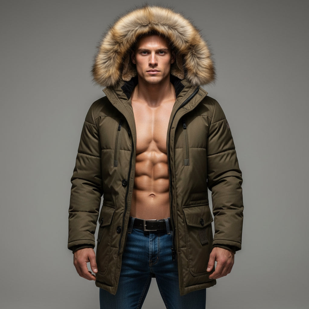 Down Parka Men Winter Jacket Hooded Down Coat