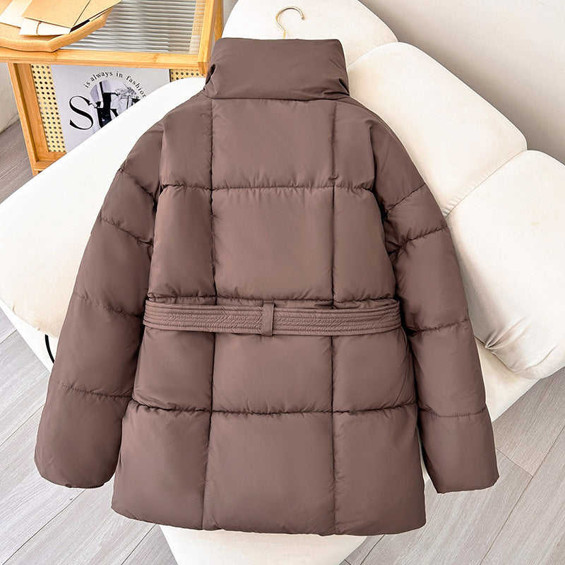 Winter Coat With Lace-up Design | Solid Thick Jacket Outerwear Women's Clothing