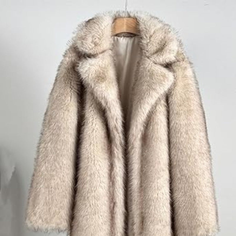 Extended Women's Clothing Imitation Fox Fur Warm Winter Coat