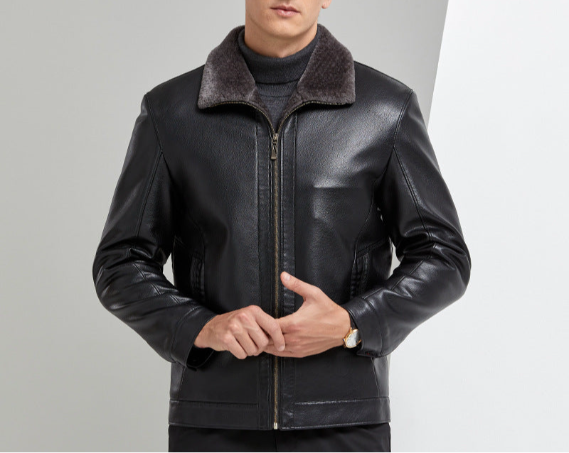 Stylish Leather Jacket With Fur