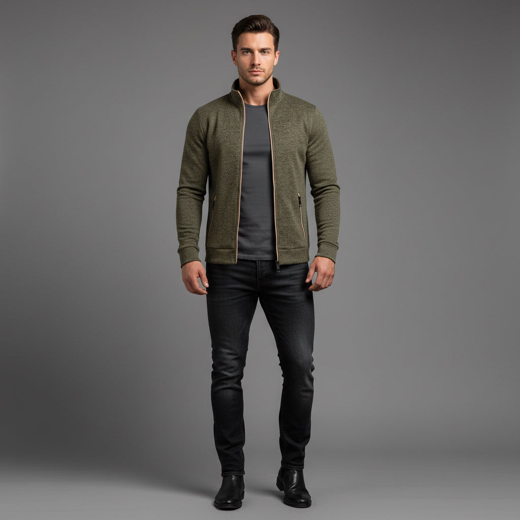 Men's Long Zipper Sweater Coat