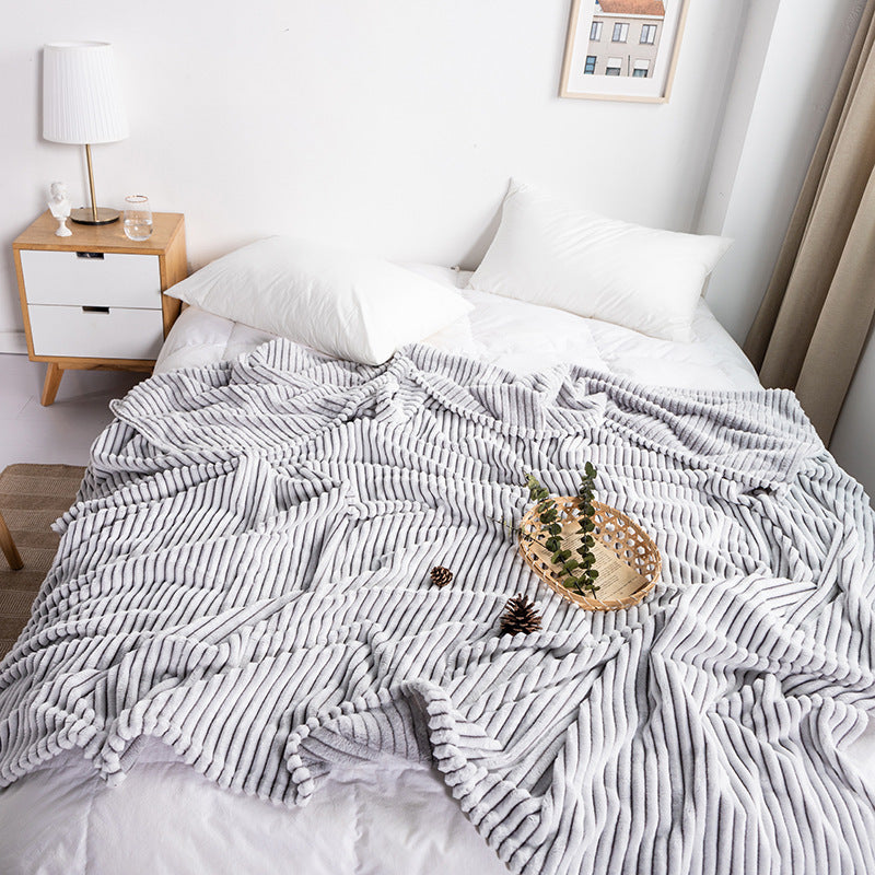 Back Printing Strip Fleece Blanket Nap Blanket