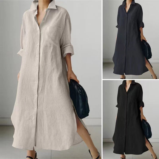 Slit Shirt Long Dress