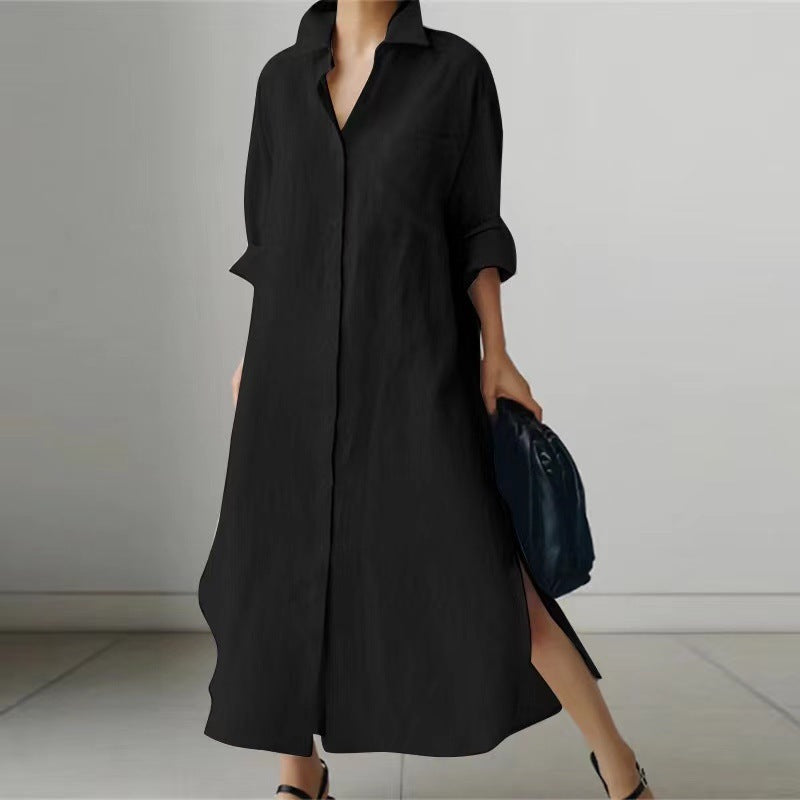 Slit Shirt Long Dress