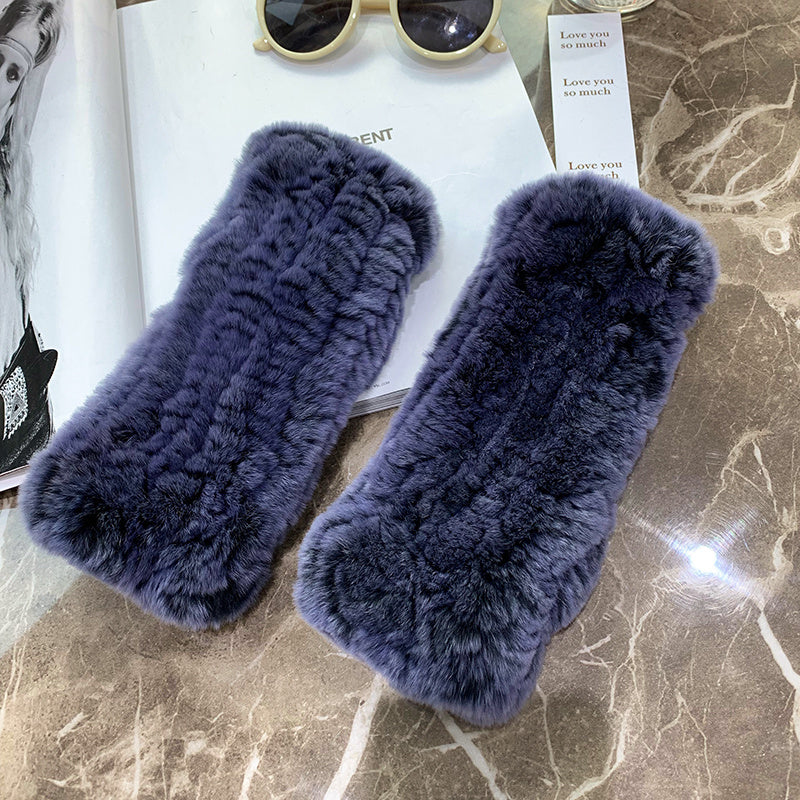 Sweet Warm And Thickened Rex Rabbit Fur Gloves
