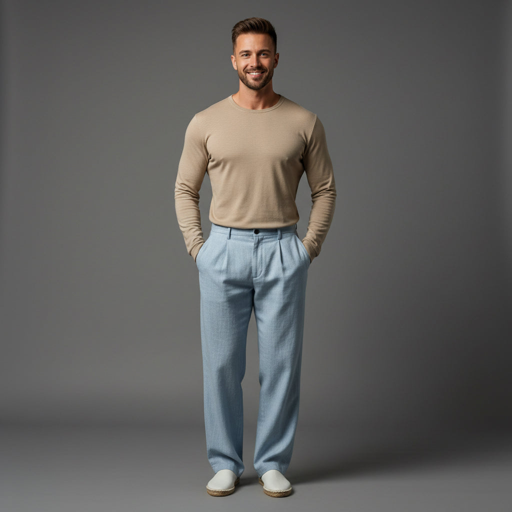 Men's Linen Button Slant Pocket Breathable Trousers