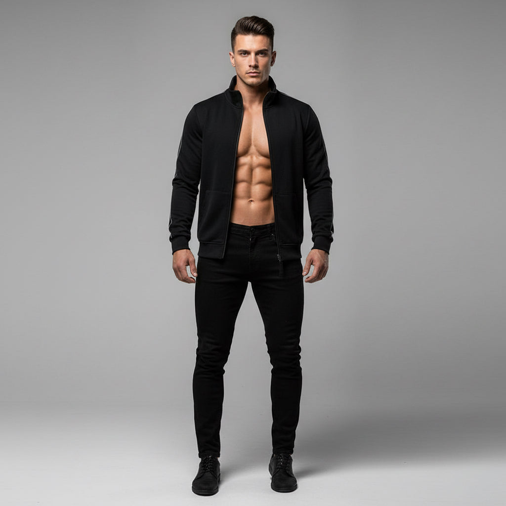 All-matching Men's Sports Contrast Color Casual Cardigan