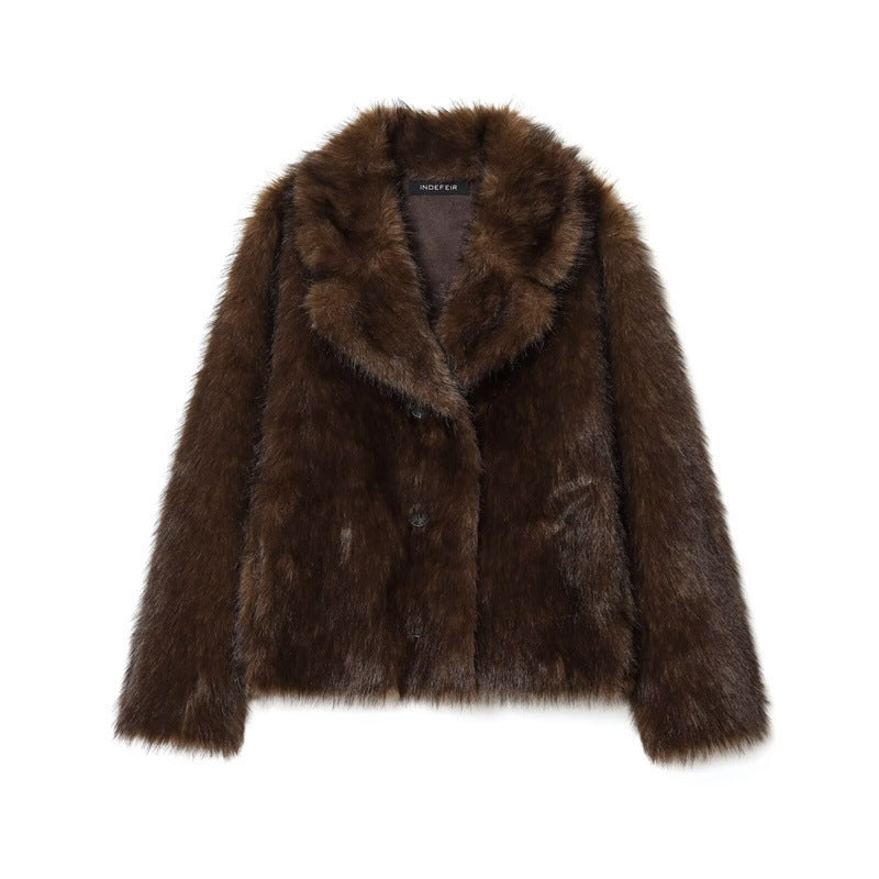 Women's Double-sided Artificial Fur Effect Jacket Coat