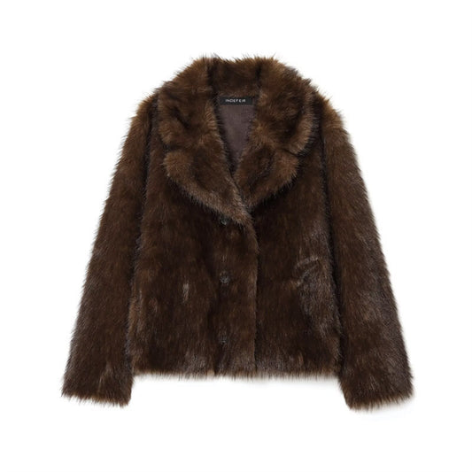 Women's Double-sided Artificial Fur Effect Jacket Coat
