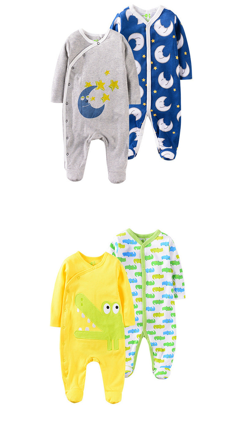 Long Climbing 0 1 Year Old Baby Suit Cartoon Embroidered Cotton Newborn Clothes Baby Long Sleeve Jumpsuit Kids' Rompers