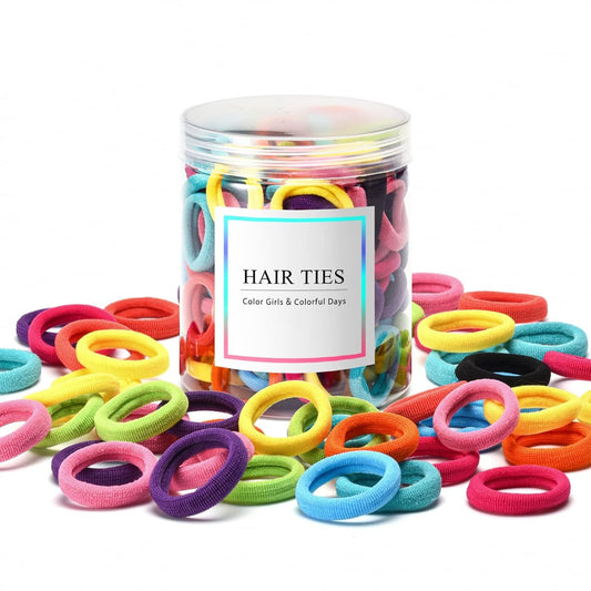 100 Pcs Baby Hair Ties, Seamless Cotton Toddler Hair Ties For Girls And Kids, Multicolor Small Soft Hair Elastics Ponytail Holders 10Colors