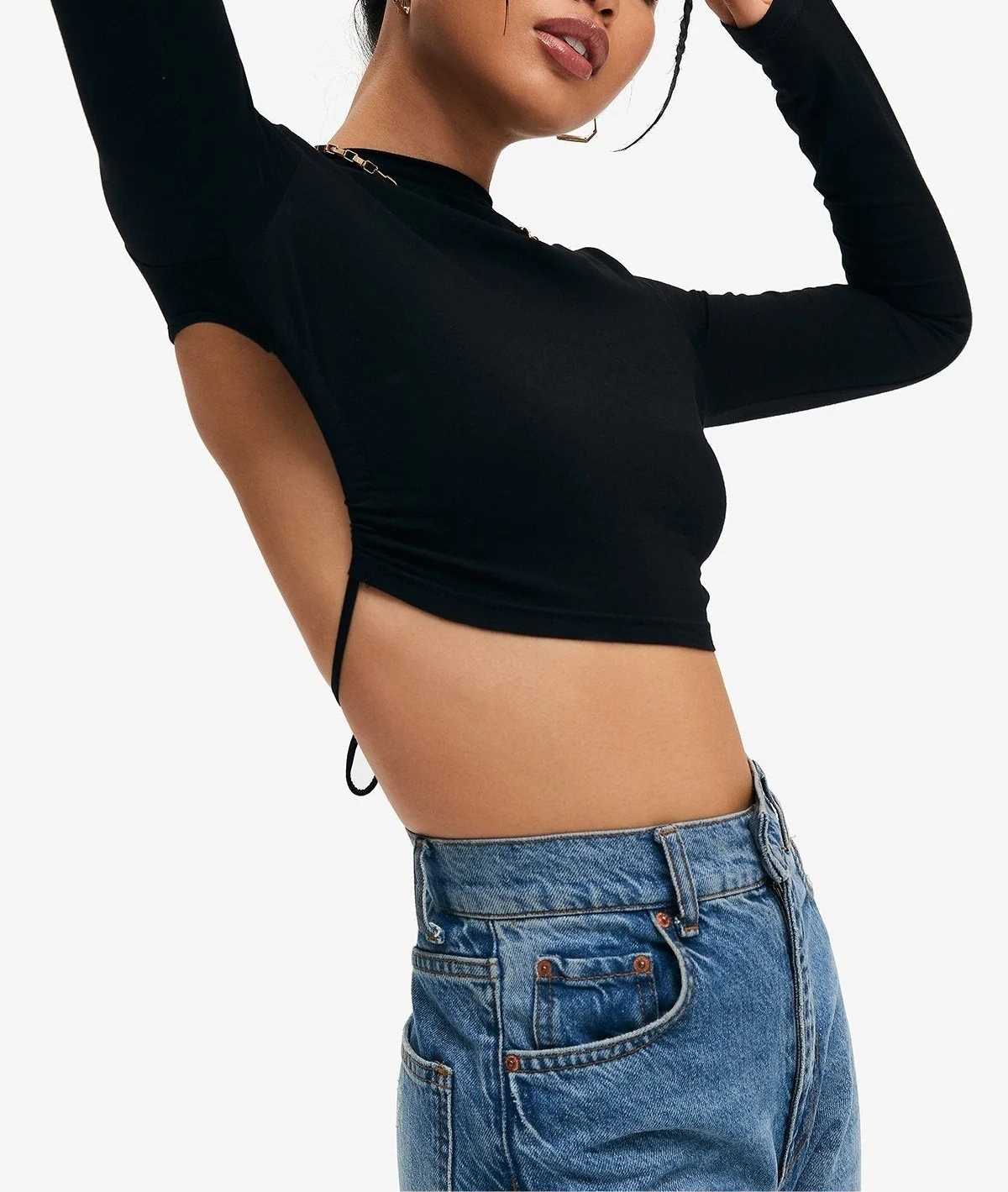 Crop Top Solid Tie Backless