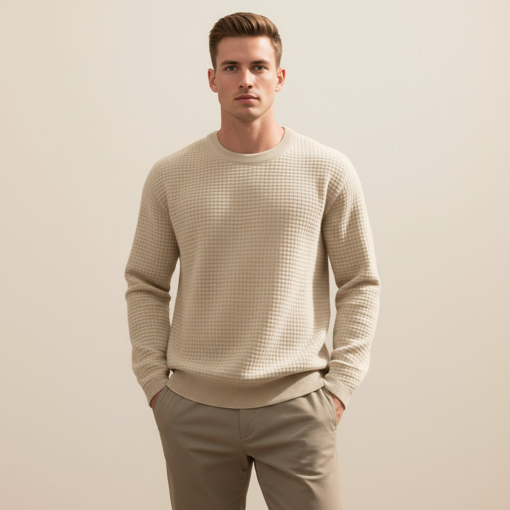 Loose And Simple Sports Jacquard Round Neck Long Sleeve Sweater