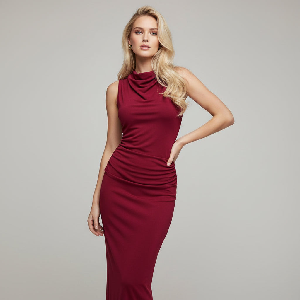 Women's Fashionable Simple Pleated Long Dress