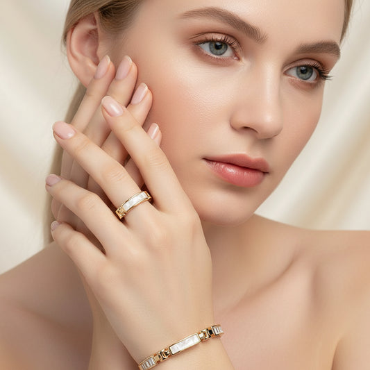 Champagne Gold Bone Light Luxury High Jewellery Ring For Women