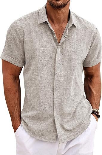 Men's Shirt Short Sleeve Casual Buckle